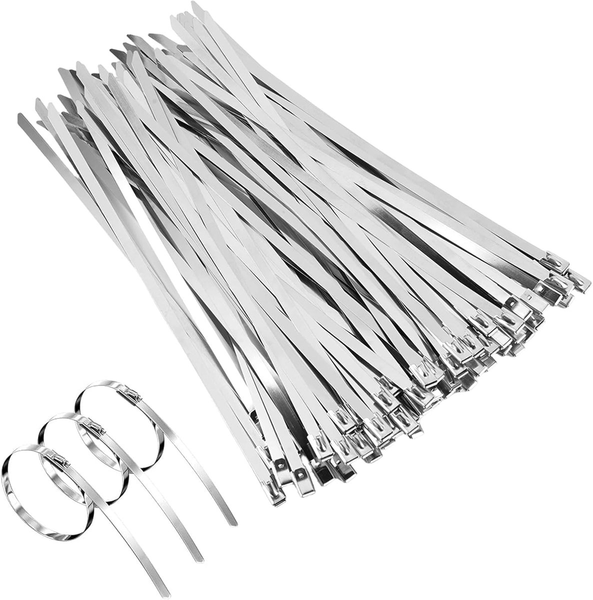 Kabelbinders roestvrij staal 200x4,6mm - zelfborgend - niet-slip - voor kabelbundeling - ShopVlot