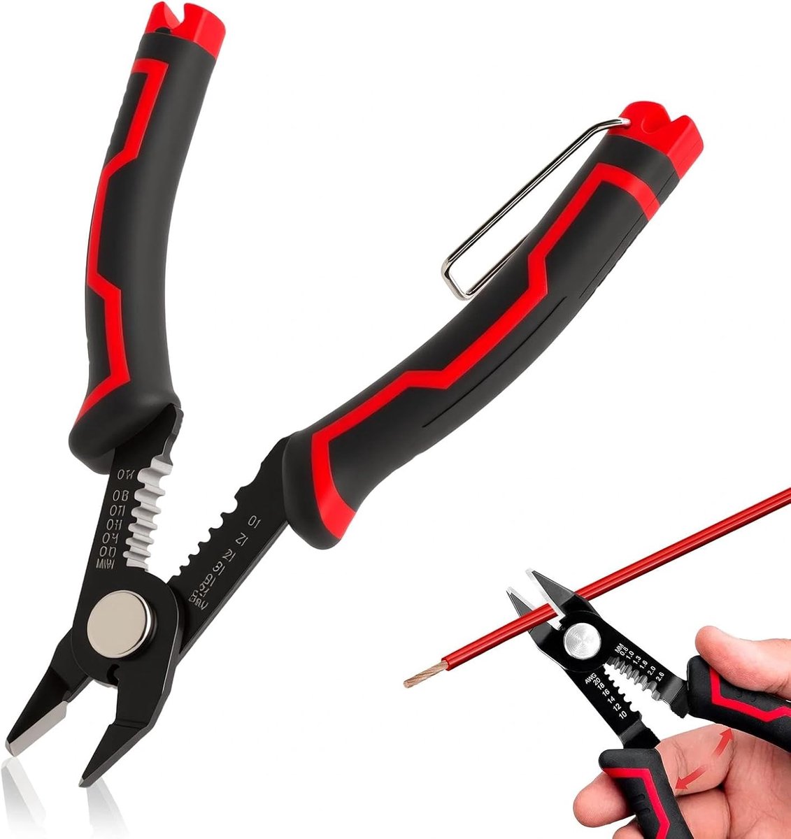 Zijkniptang 6-Inch 3-in-1 - Zwart-Rood - Met verborgen veer - Ideaal voor fijn elektrisch werk - ShopVlot