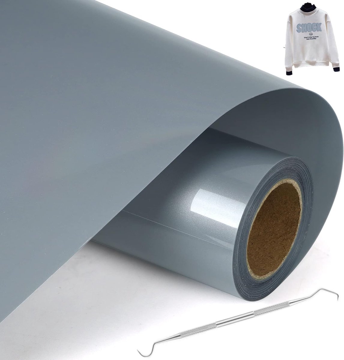 Plotterfilm 30.5 x 200 cm - Silver Grey Textiel - Vinyl Transfer Film - Perfect voor T-shirts en Meer - ShopVlot