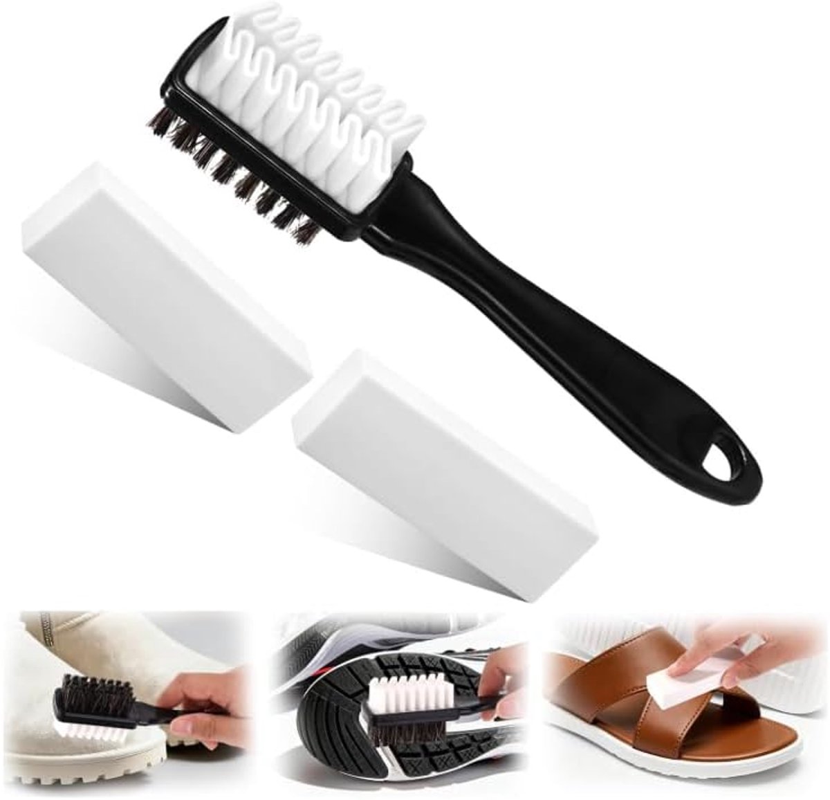 Suède borstelset - 2-in-1 suède borstel - met suède gum - optimale schoenverzorging - ShopVlot