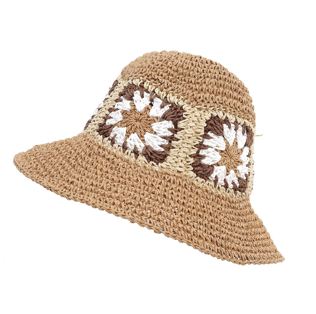 Strohoed - Zonnehoed voor Vrouwen - Opvouwbare Strohoed met Brede Rand - Reisbaar Zomer Fedora Hoed - voor Strand en Vakantie - Bruin