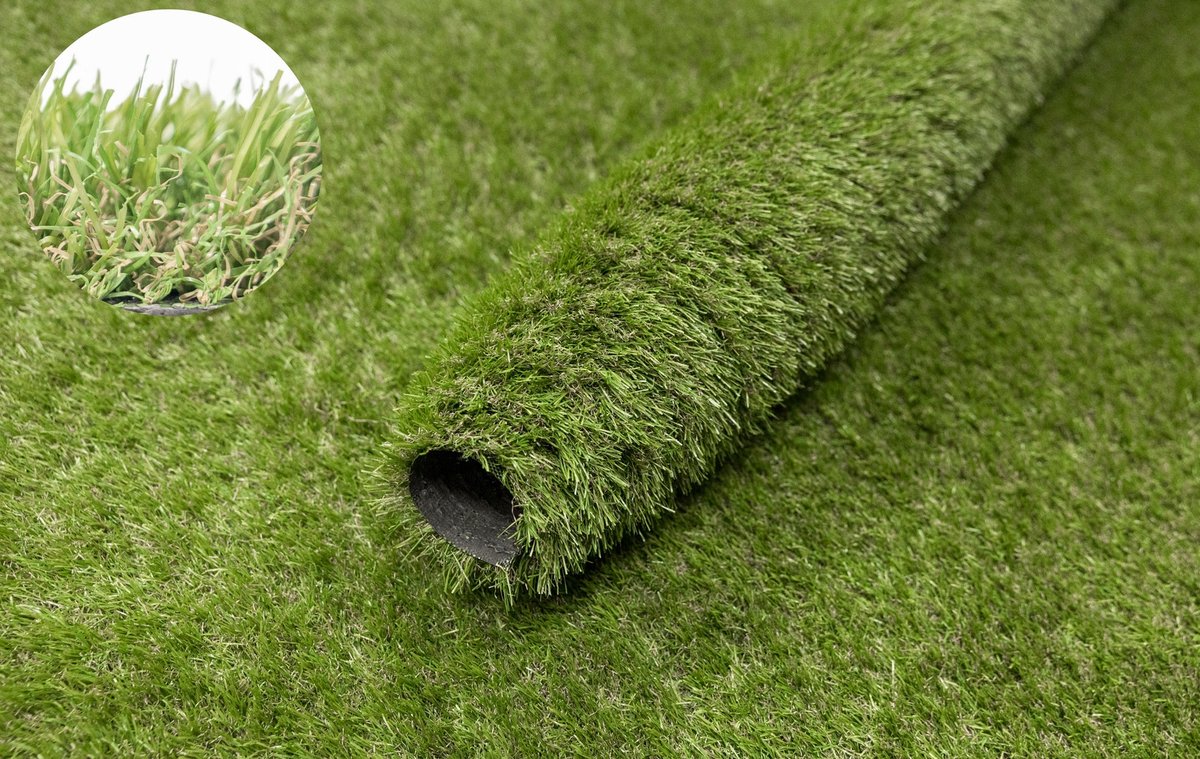 Merkloos Kunstgras 30mm dik, groen, 2m breed - ideaal voor balkon & terras