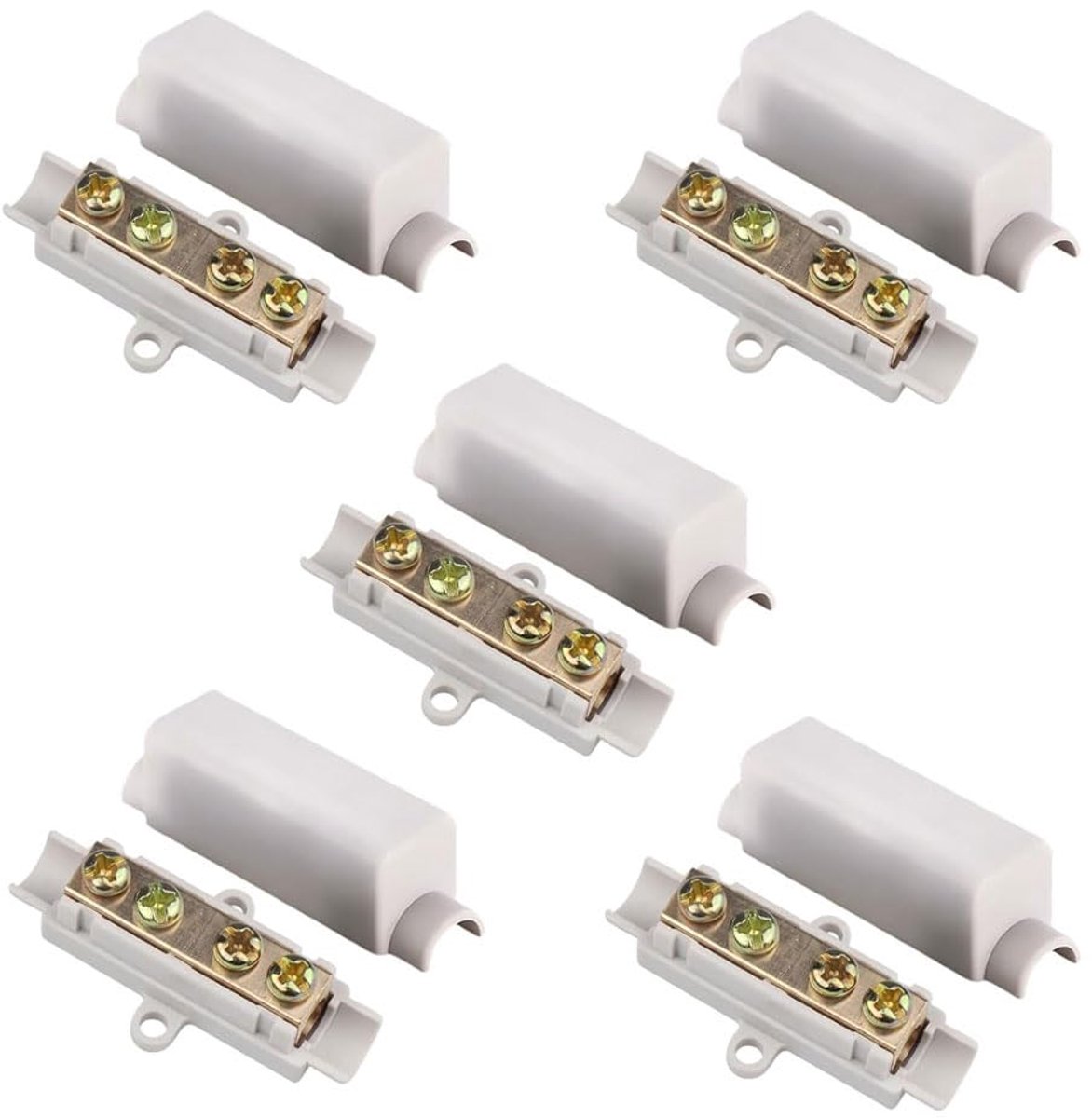 5 stuks messing geleiderdraadklemmen, ABS-behuizing, stootdraad-klemblok, 1000 V, 100 A, geschikt voor 2,5 tot 16 mm² draad voor plafondlampen, schakelaar ampèremeter