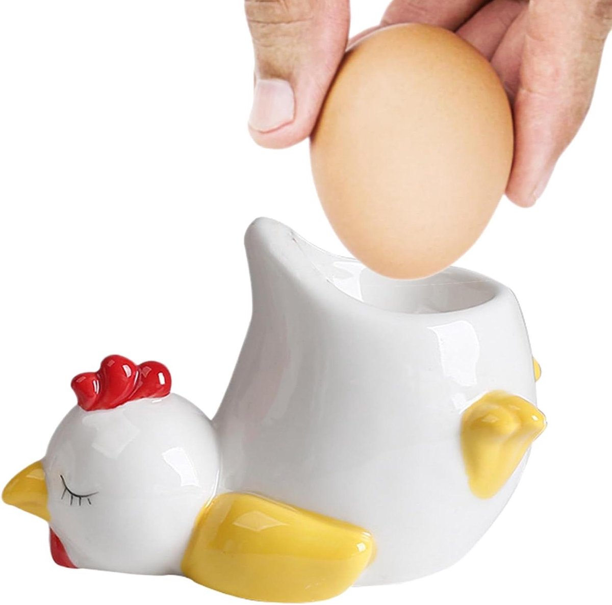 Eierhouder - Eierdopje Kip - Ontbijt Serveren - Creatief Kippenontwerp - 112 cm - Wit