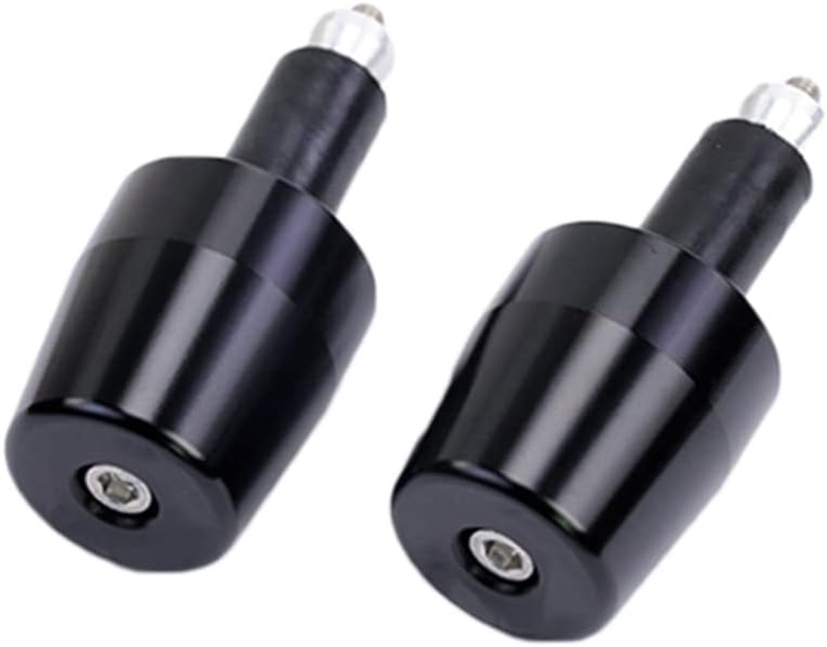 2x Motorfiets Stuur Einden, Universele CNC Aluminium Handvat Bar End Plug M6 Draad Zwart Fit voor Ya-ma-ha