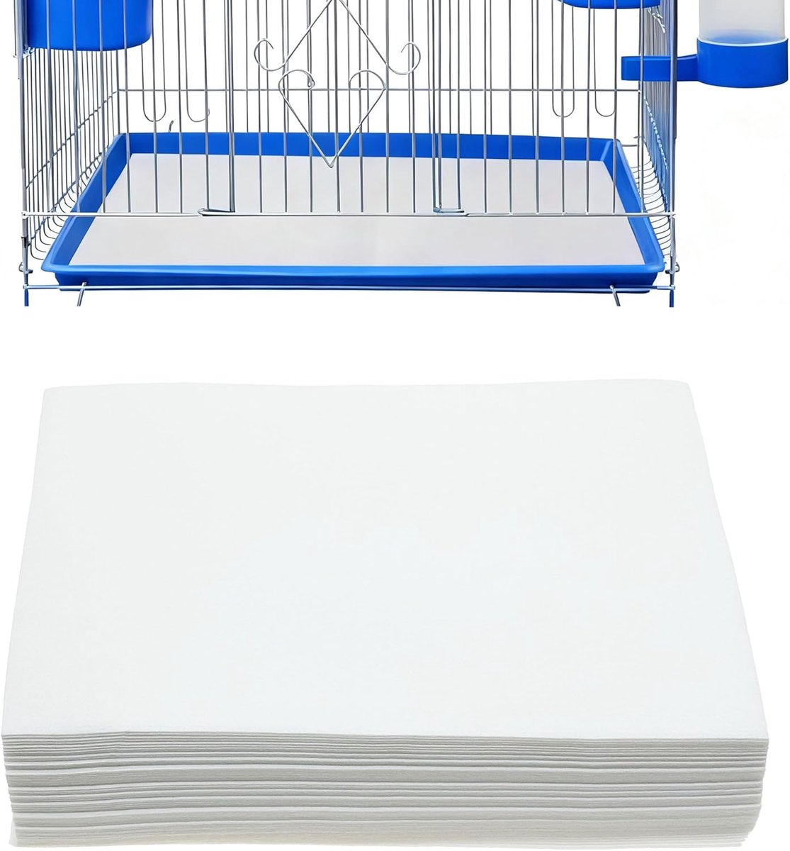 100 vellen vogelkooi voeringpapier, wegwerp vogelkooi papieren voeringen, snijbaar huisdierkooi kussen, voorgesneden absorberend vogelpapier voor vogel papegaai klein dier, 14,98 x 21,99 cm
