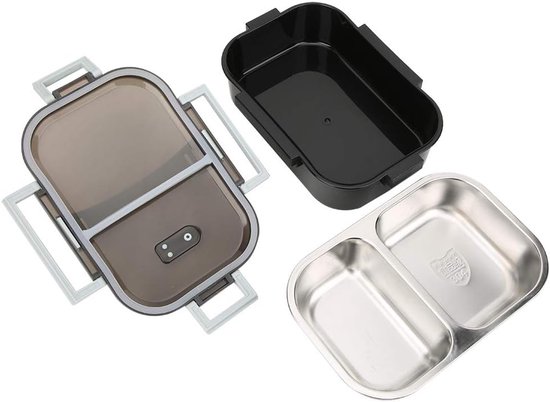 Lunchbox RVS - Bento Box Voedselcontainer - Maaltijden Meenemen - Lekvrij en Warmhoudend - 700ml - Zwart — afbeelding 4