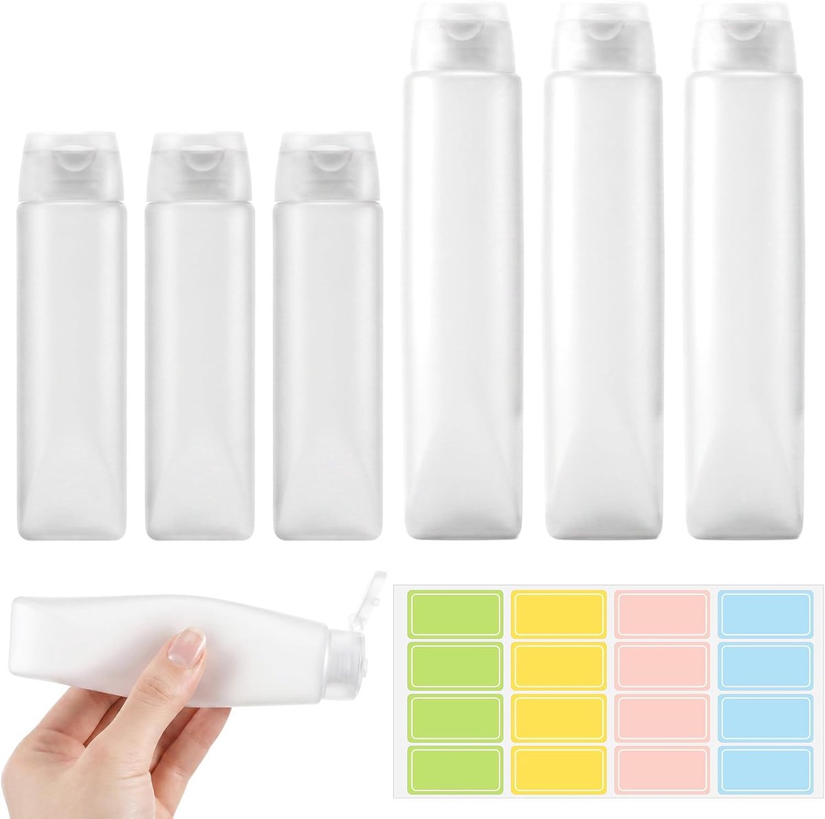 Lege tubes om te vullen 30/50 ml - navulbaar PE plastic - met 16 kleurlabels - ideaal voor shampoo en lotions - SnelShoppen