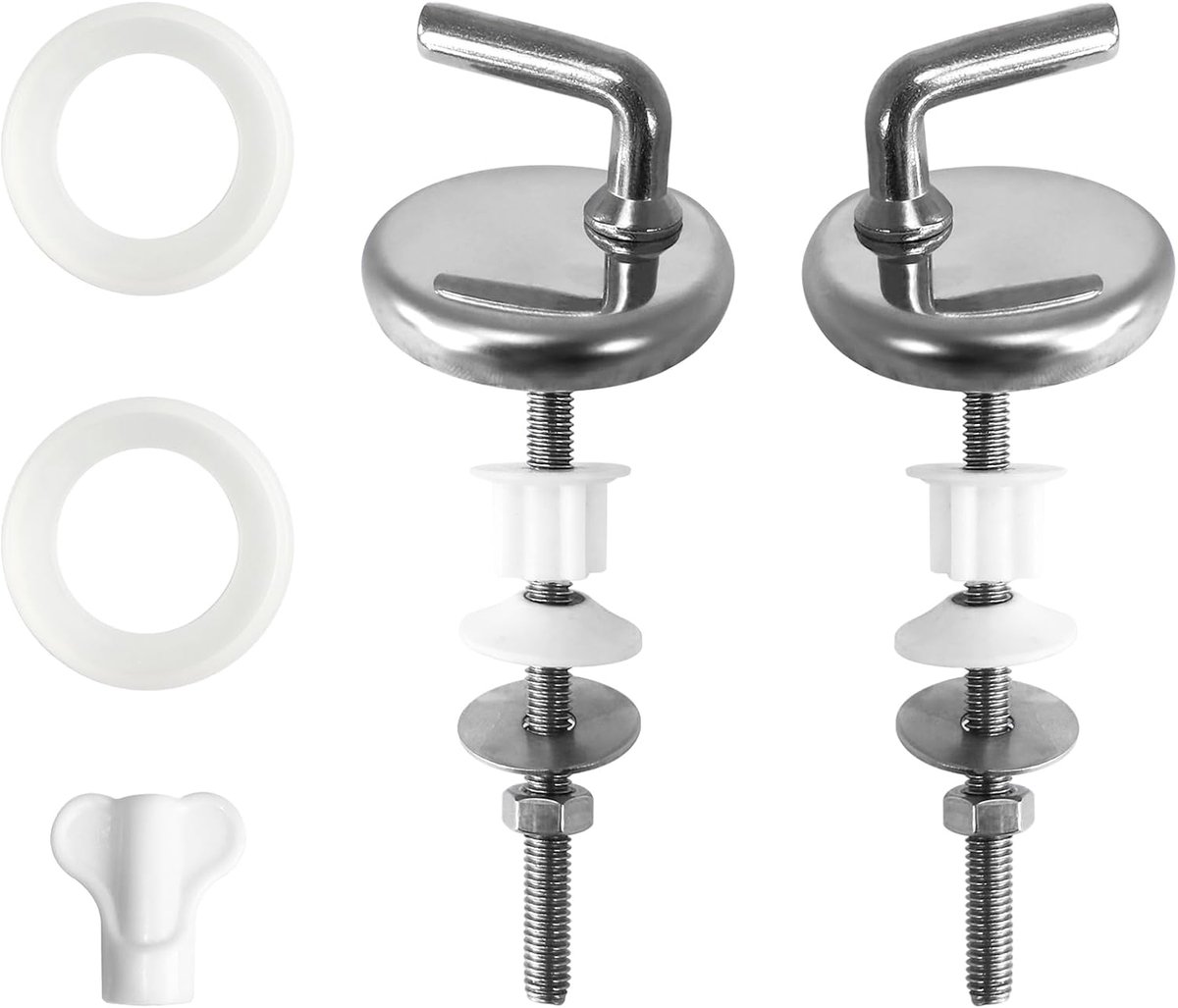 Toiletbrilfittingen-roestvrijstalen scharnierbevestigingsset vervangingen, rubberen accessoires voor gebruik van plastic Duroplast toiletstoelen (UFBXGJL)