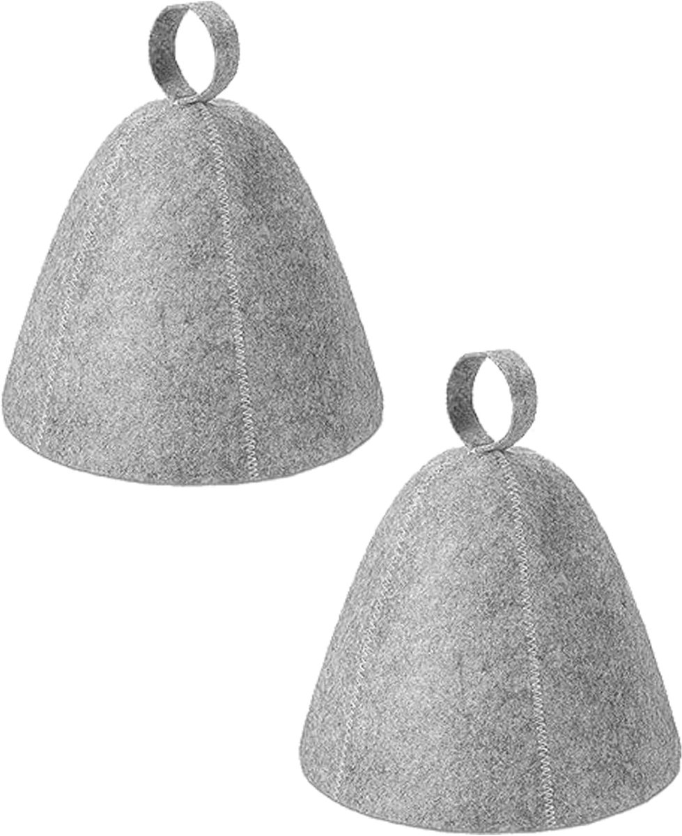 2 stuks grijze saunahoed, hoofdsauna-accessoires, vilten sauna-accessoires, goede kwaliteit sauna-accessoires, ademende sauna-muts, sauna-accessoire als cadeau, saunahoed, dames saunamuts, heren voor