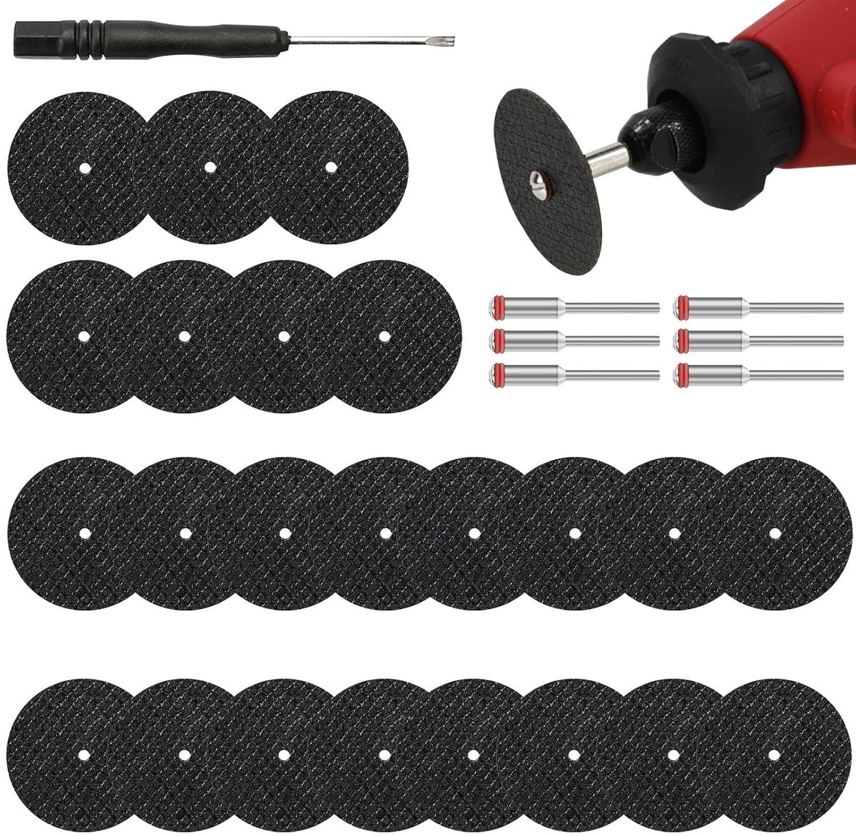 Slijpschijven, 32 mm, 60 stuks, roterende gereedschapsdoorslijpschijven met glasvezel, mini-metalen doorslijpschijven met 6 stuks 3 mm spanhouder