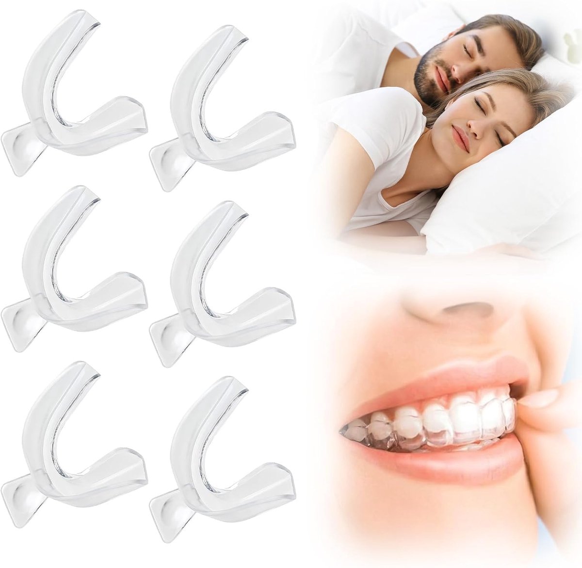 6 stuks Bitsplint voor de Nacht, Tandbeschermer Tandenknarsen Beugel, Vormbare Knarsbeugel voor het Verminderen van Tandenknarsen, Kaakklemmen en Snurken, Nacht Gebitsbeschermer voor een Betere Slaap