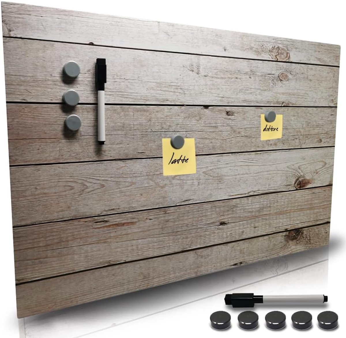Magnetisch whiteboard, beschrijfbaar en afwasbaar, met 5 magneten en 1 marker, memobord voor keuken, woonkamer, entree, 60x40 cm