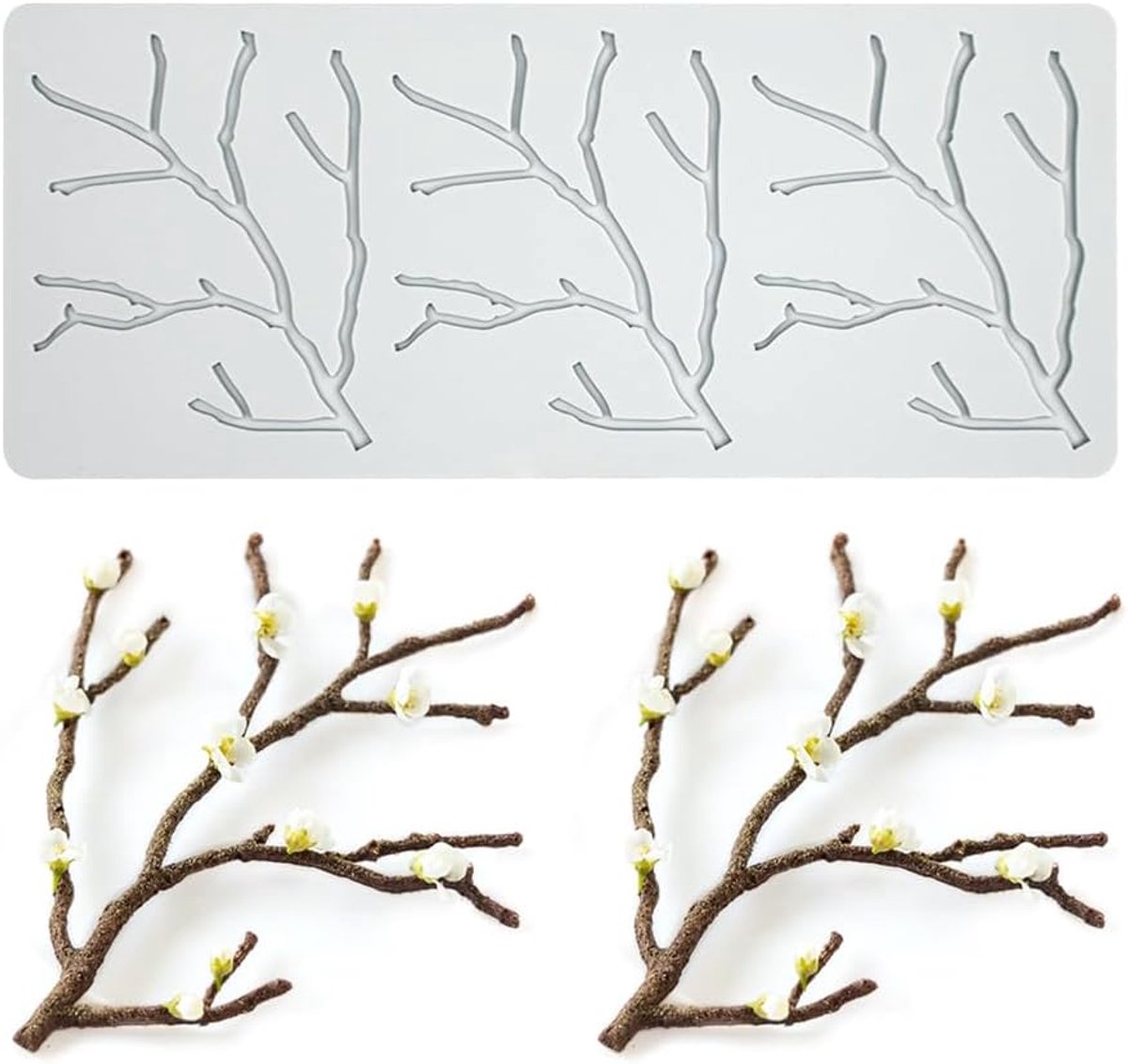 Fondant Lace Mat, Sugar Craft Impression Mold Edible Cake Molecular Cuisine Decorating, 3 Holes Branch