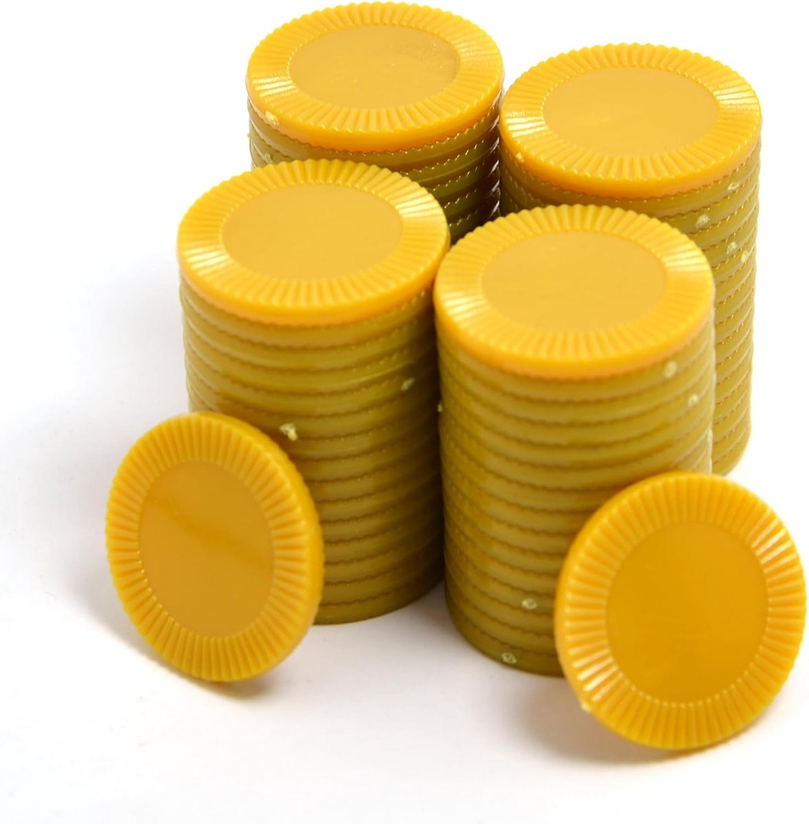 32 mm ondoorzichtige plastic leertellingtellers Mini Poker Chips Game Tokens met opbergdoos (Zonnebloem, 64 stuks, Goud)