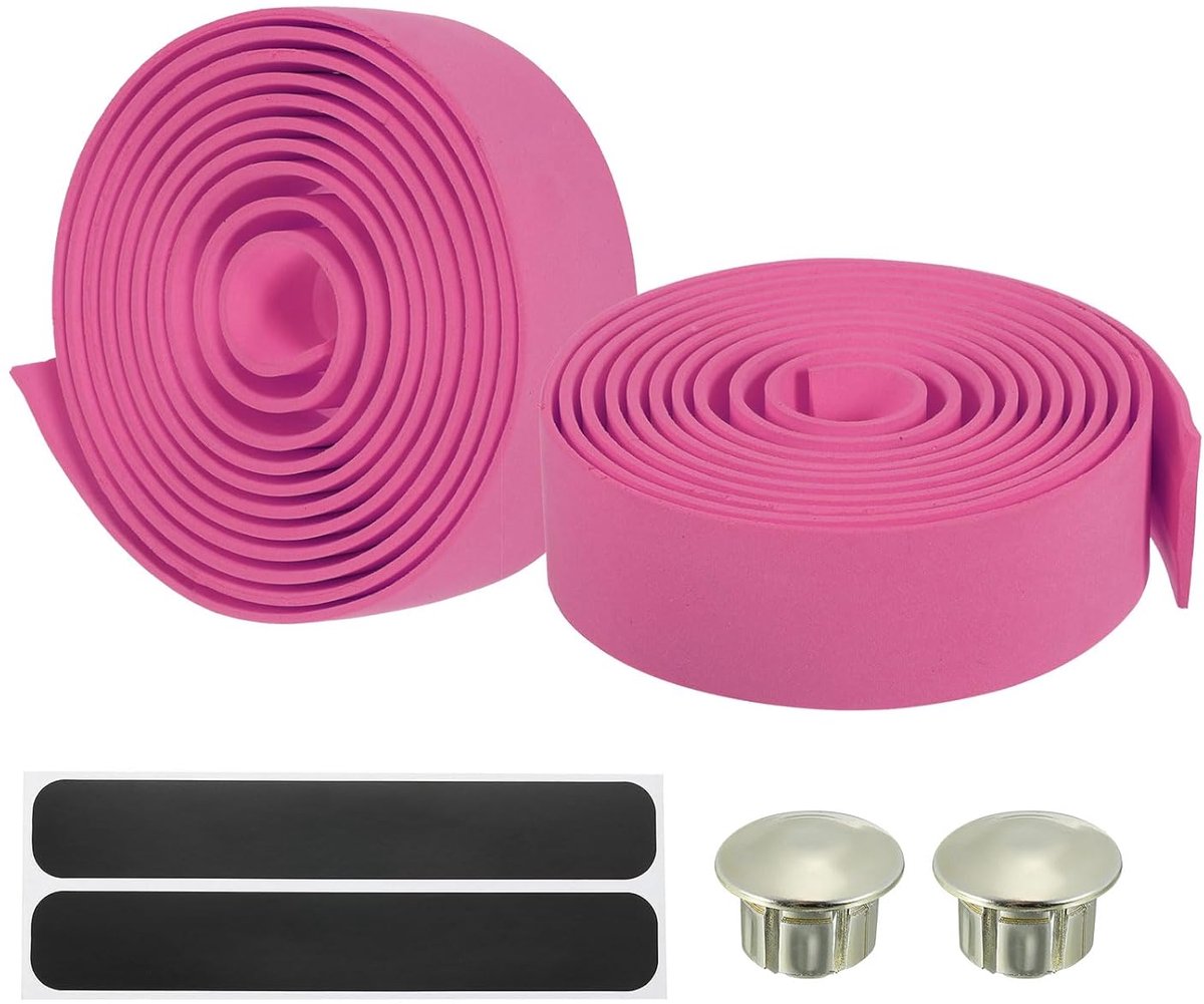 Pz2 Stuurband voor fiets, EVA-greep, omhuld, antislipband voor fietsstang met eindkappen, agent voor racefietsen, roze