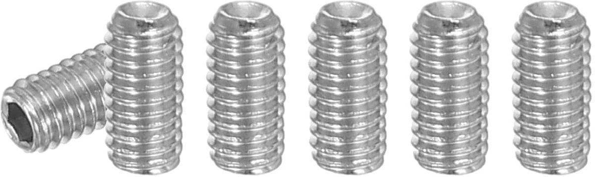 100 stuks Madenschroef M3 x 6mm, set van 304 roestvrij stalen Madenschroeven voor deurklinken, houders, meubels, lampen, kranen, reparaties, zilveren inbuszeskant stiftschroevenset