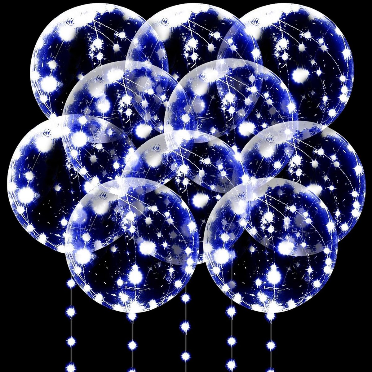 Ballonnen, 10 stuks, led-ballon, 50,8 cm, bobo-ballonnen met 3 m, lichtsnoer, led-ballonnen voor bruiloft, Valentijnsdag, Kerstmis, verjaardag