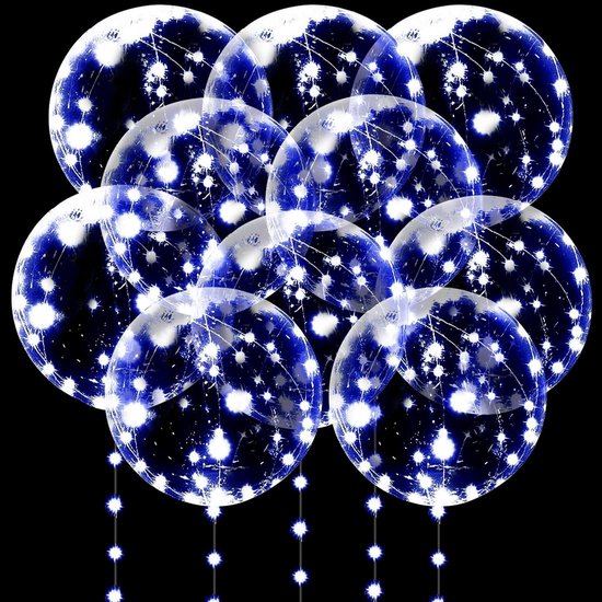Ballonnen, 10 stuks, led-ballon, 50,8 cm, bobo-ballonnen met 3 m, lichtsnoer, led-ballonnen voor bruiloft, Valentijnsdag, Kerstmis, verjaardag