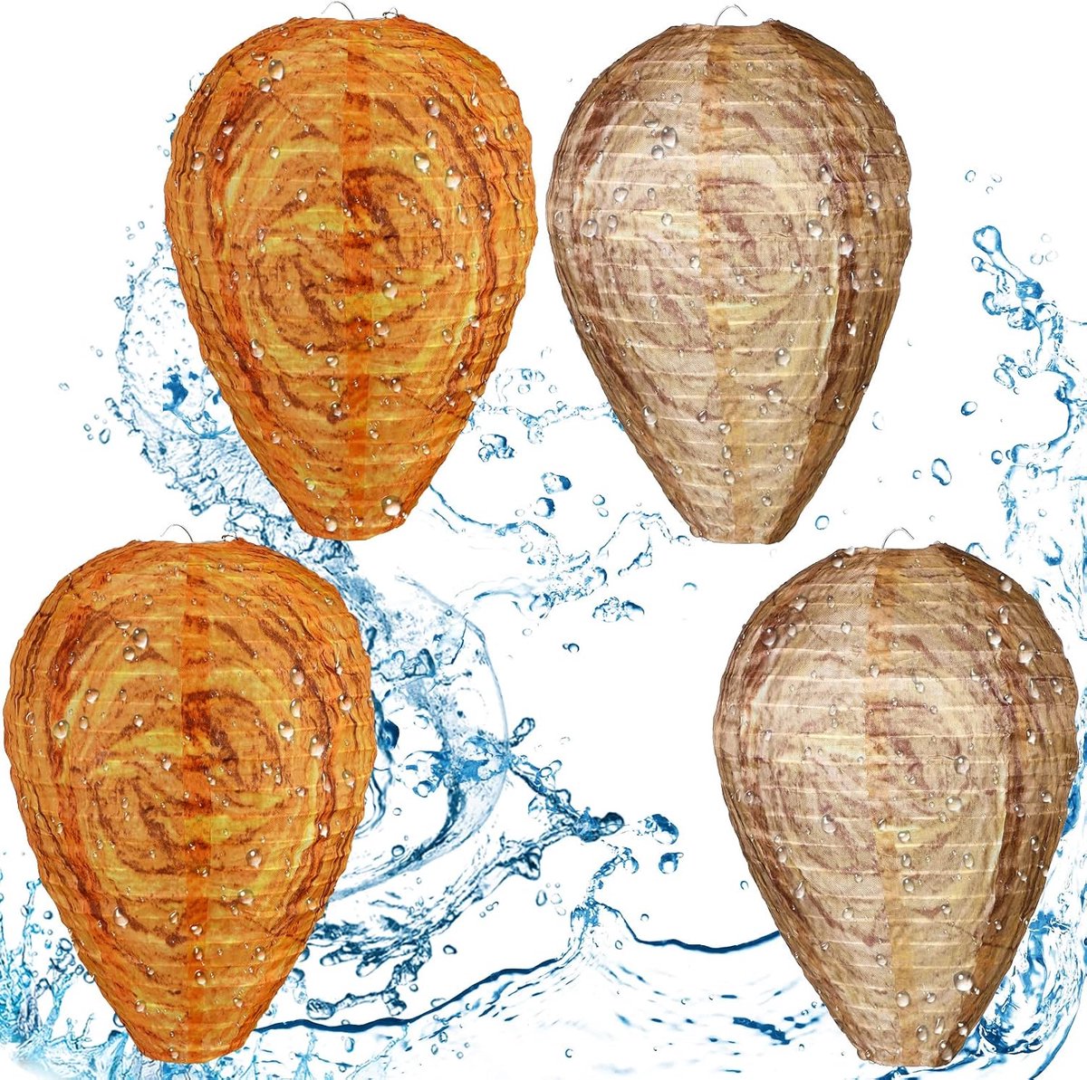 Wespennest Aas, hangend nepwespennest, waterdicht hornisnest, aas voor wespen, horzels, gele jassen, tuintuin buiten (oranje, zandbruin, 4 stuks)