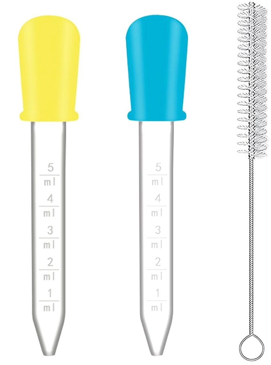 Dropper, druppelpipet, siliconen pipetten, 5 ml siliconen kunststof pipetten, brengt 1 borstel voor planten, huisdieren en snoepvormen, knutselwerk, 2 stuks