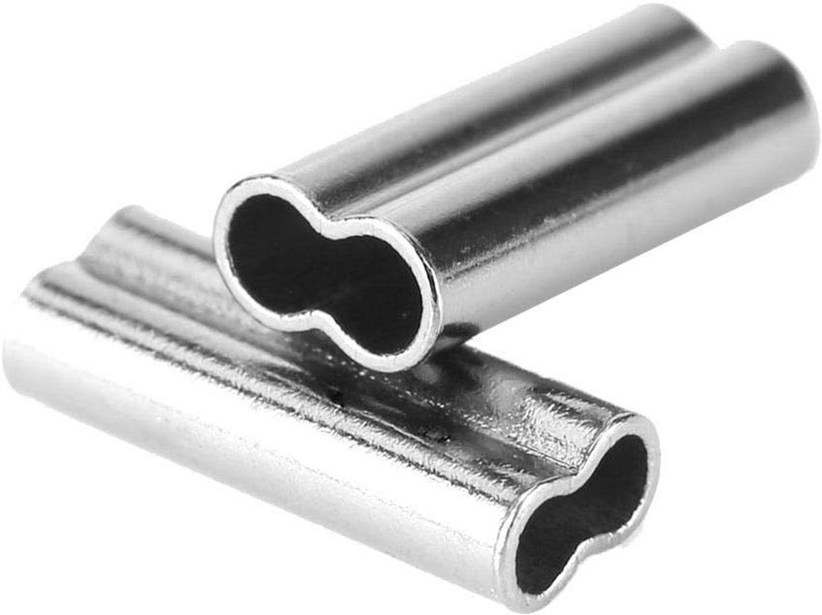 klemhulzen, Double Barrel krimphulzen kit vislijn draadgeleider koperen buisconnectoren (100 stuks)