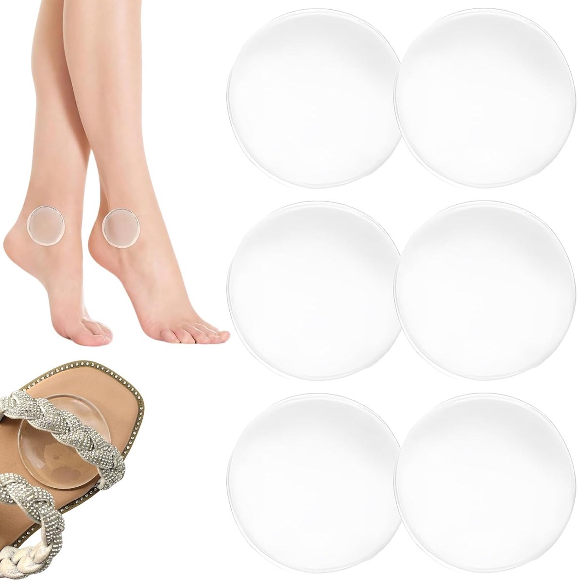 6 stuks enkelbescherming gelkussens, gelpads voor drukontlasting en pijnverlichting in het enkelgebied, enkelbeschermingspad voor schaatsen, hockey, ijshockey, kunstschaatsen