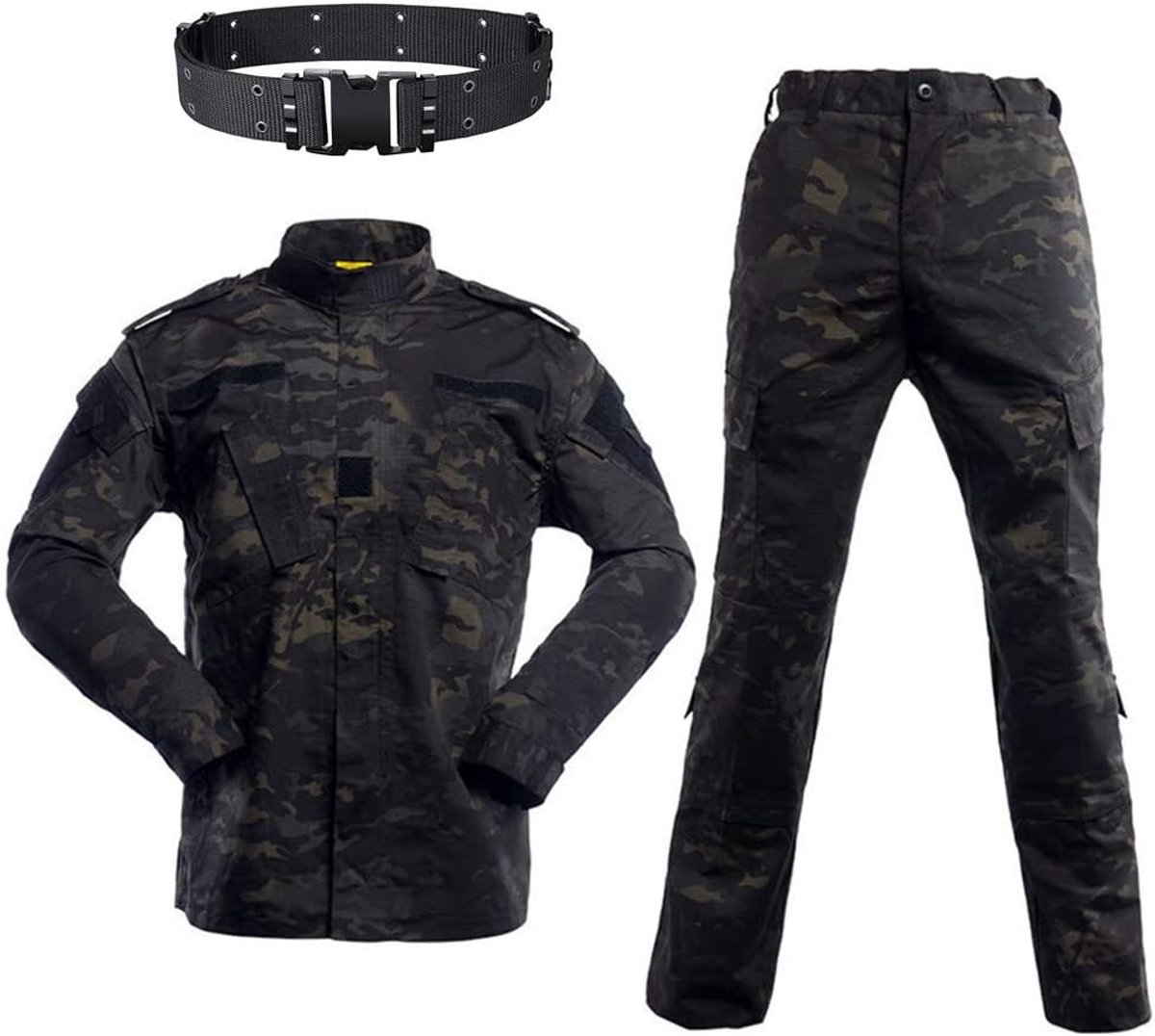 Airsoft Tactical Suits Mannen Jacht Combat Uniform Jas Camo Shirt & Broek met Riem voor Shooting Hunting War Game