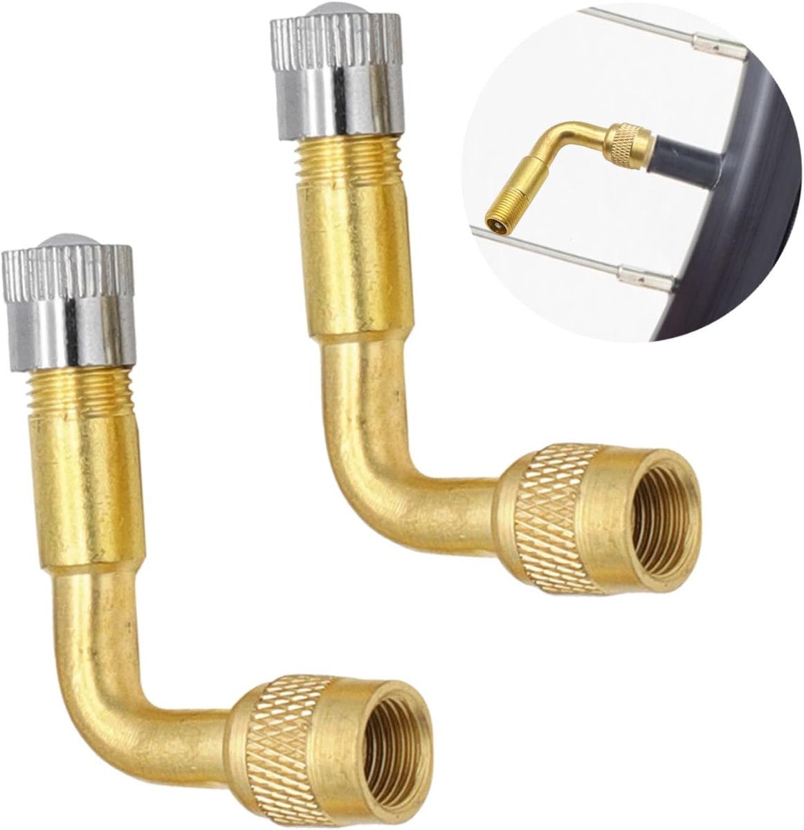 2 stuks 90 graden ventielverlenging, autoventieladapter, hoekadapter, hoekventiel motorfiets, autoventilatie, ventielverlenging, fietsventiel, perfect voor auto, motorfiets, fiets en scooter