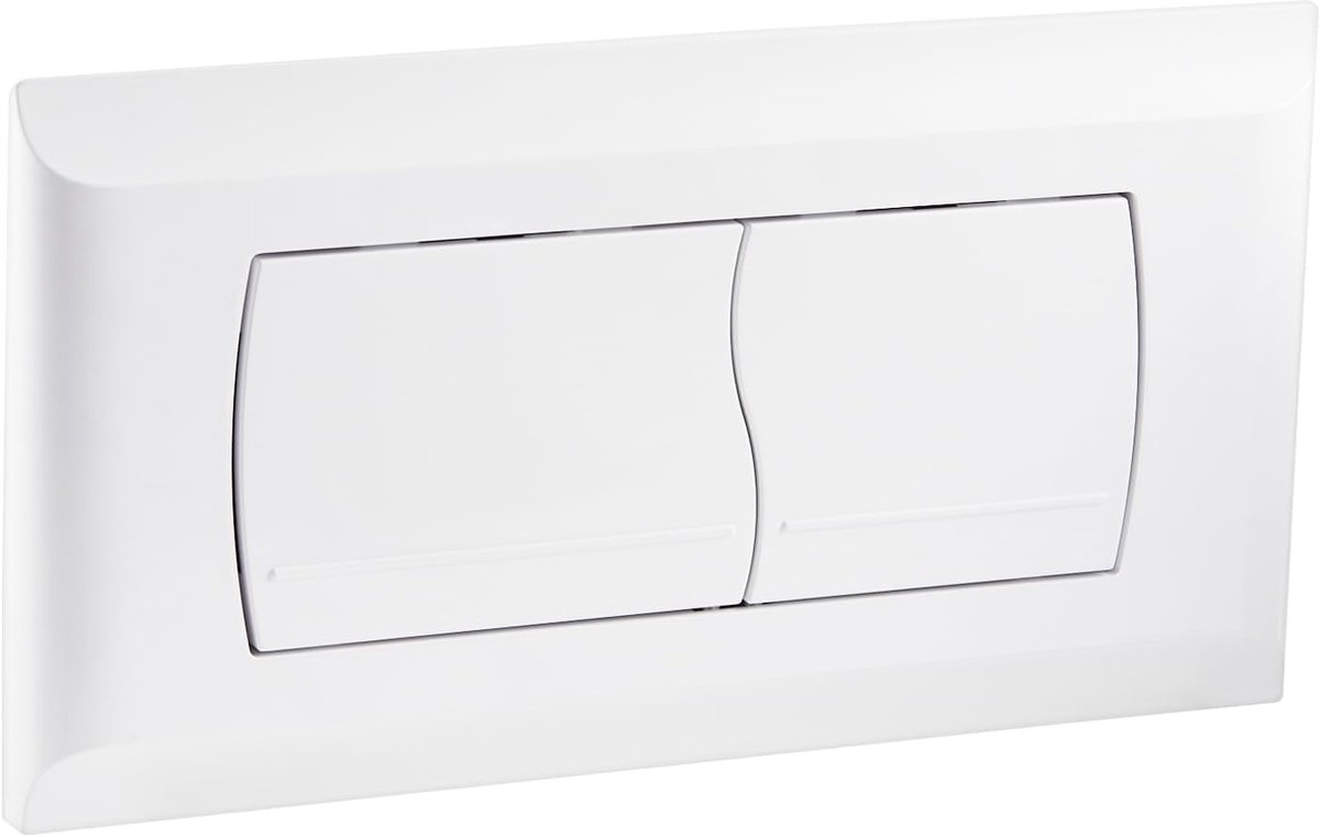 Bedieningsplaat voor WC-reservoir met bedieningsstangen-set en montageframe, Geschikt en compatibel met Geberit Twinline 30 en UP130, Dubbele spoeling, 340 × 185 mm (Wit)