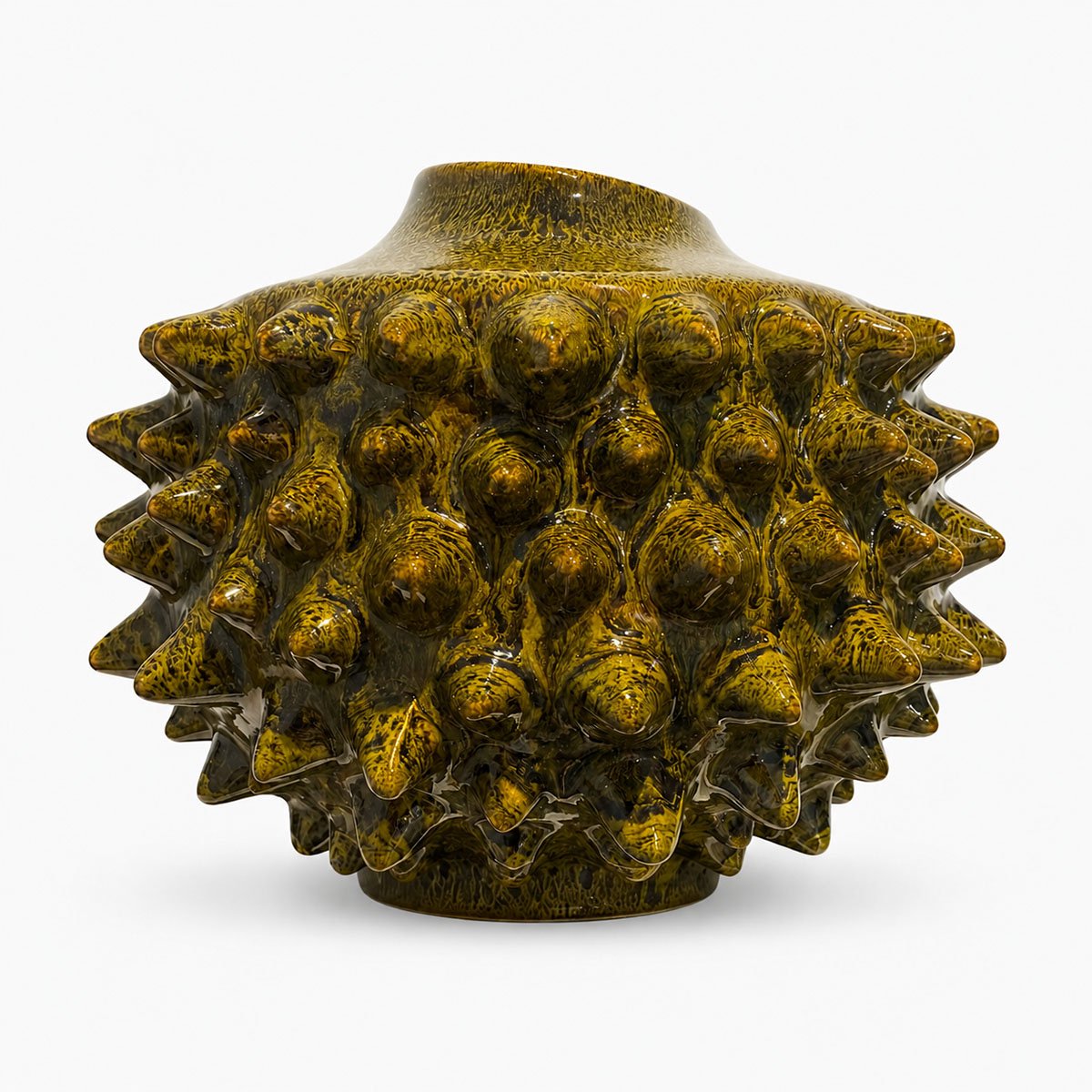 Mica Decorations Vaas Spike - Keramiek - Groen - 25 x 19 x 25 cm (BxHxD)