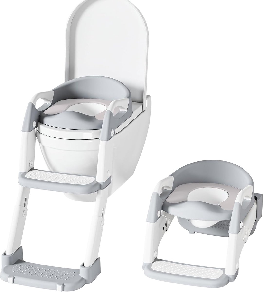 Toiletbril voor kinderen, met trede, 5 cm, toiletpotje voor baby's, kinderen, babyzitverkleiner, in hoogte verstelbaar en opvouwbaar