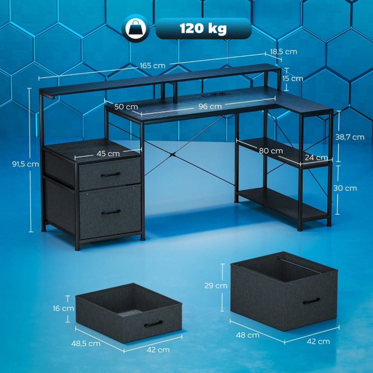 REDOM - L-vormig gaming bureau thumbnail 3