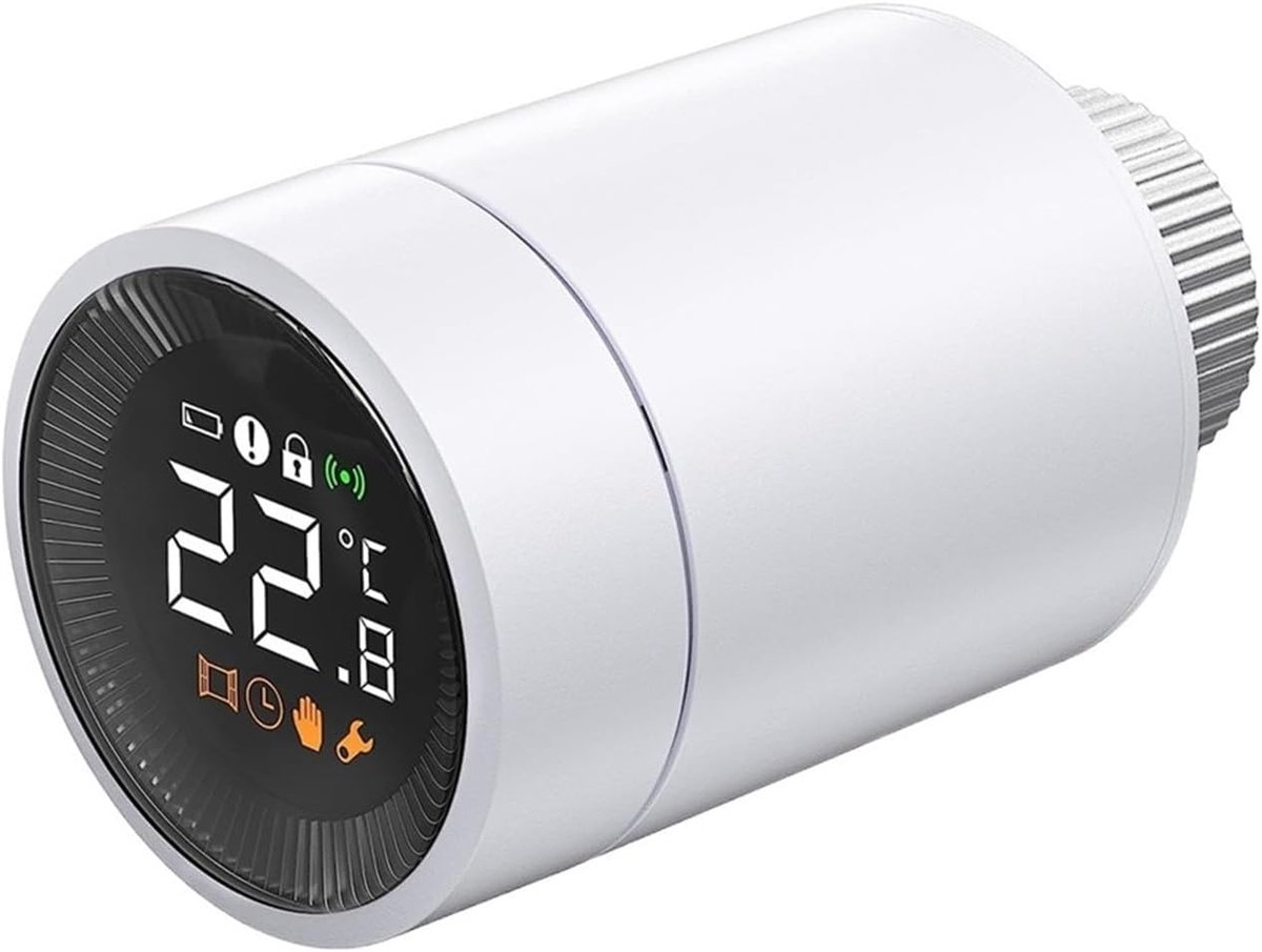 Digitale Thermostaat - Slimme Radiatorregelaar - Energie Besparen - Op Afstand Bedienbaar - 5-30°C Instelbaar - Wit