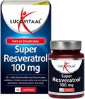 Lucovitaal Super Resveratrol 100 mg verpakking en pot.