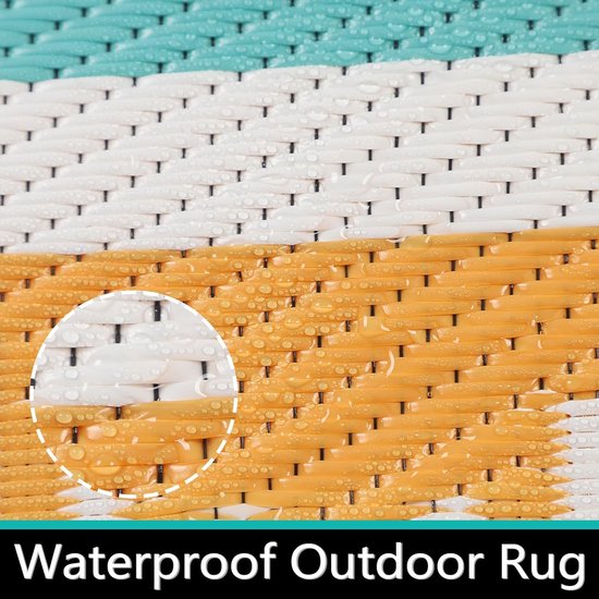 Outdoor Tapijt - Balkontapijt Terrastapijt - Kamperen en Picknicken - Omkeerbaar en Waterdicht - 245 x 305 cm - Geel van OutDoor — afbeelding 3