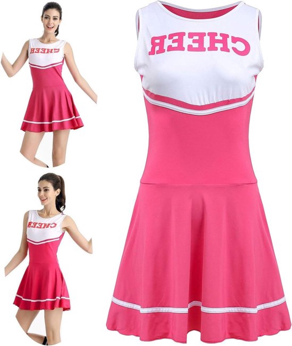 Cheerleader kostuum roze jurk zonder pompon One Size - Allecto Plus
