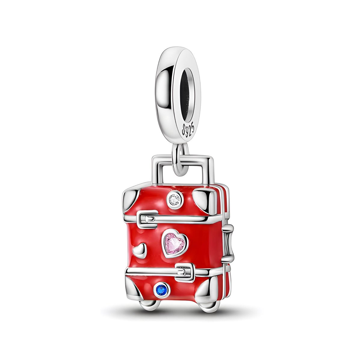 Rode bedel voor armband, bedel van sterling zilver en email voor armband, verjaardagscadeau voor haar, Keen Jewel, bedel voor armband