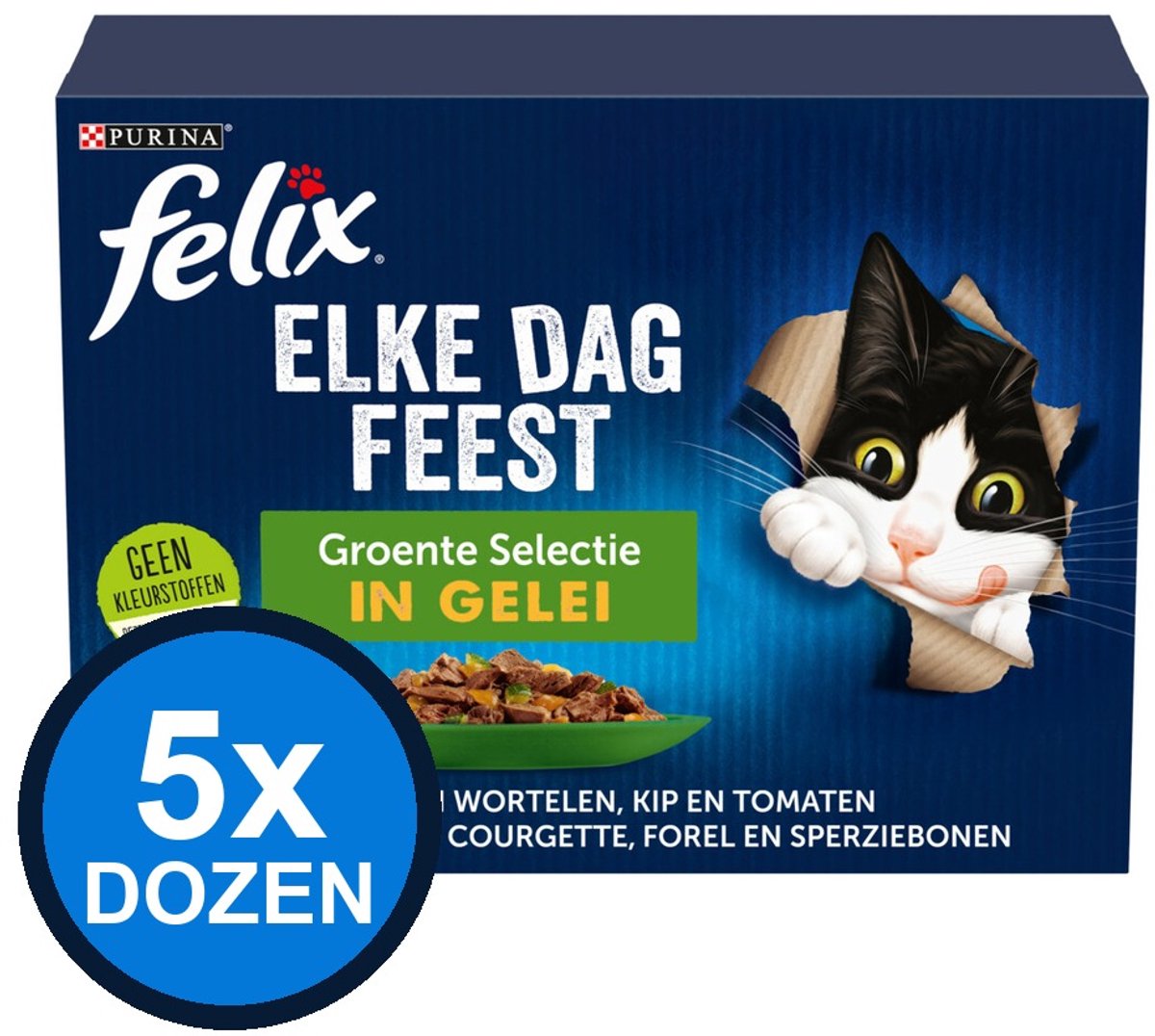 Felix Felix - Elke Dag Feest Groente Selectie in Gelei - Kattenvoer Natvoer - doos 12x85g