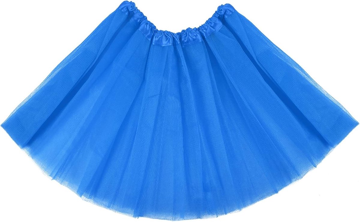 Vintage 50s Tulle Tutu Rok voor Dans en Halloween Kostuum - Elastische 3-Laags Ballonrok in Blauw, One Size