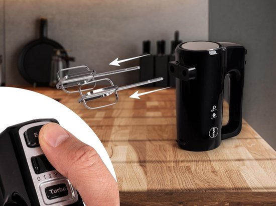 Handmixer - Keukenmixer Elektrisch - Bakken en Koken - 5 Snelheden Turbo - 400 Watt - Zwart — afbeelding 5