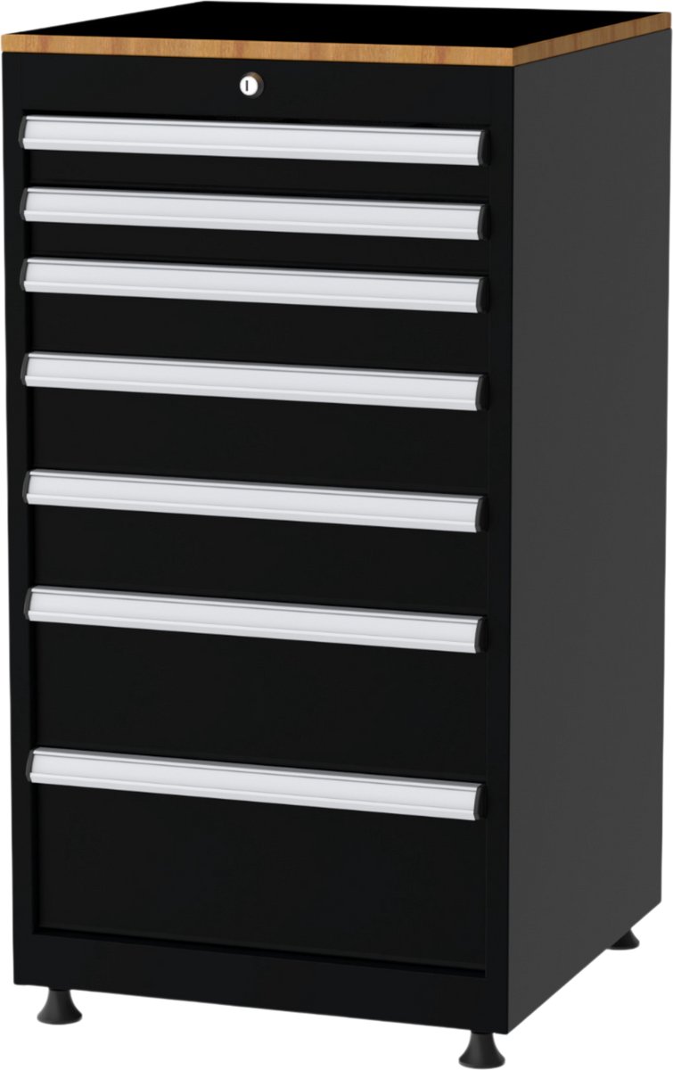 Povag Gereedschapskast met 7 laden - Ladekast werkplaats - 1048x560x570 mm - Zwart