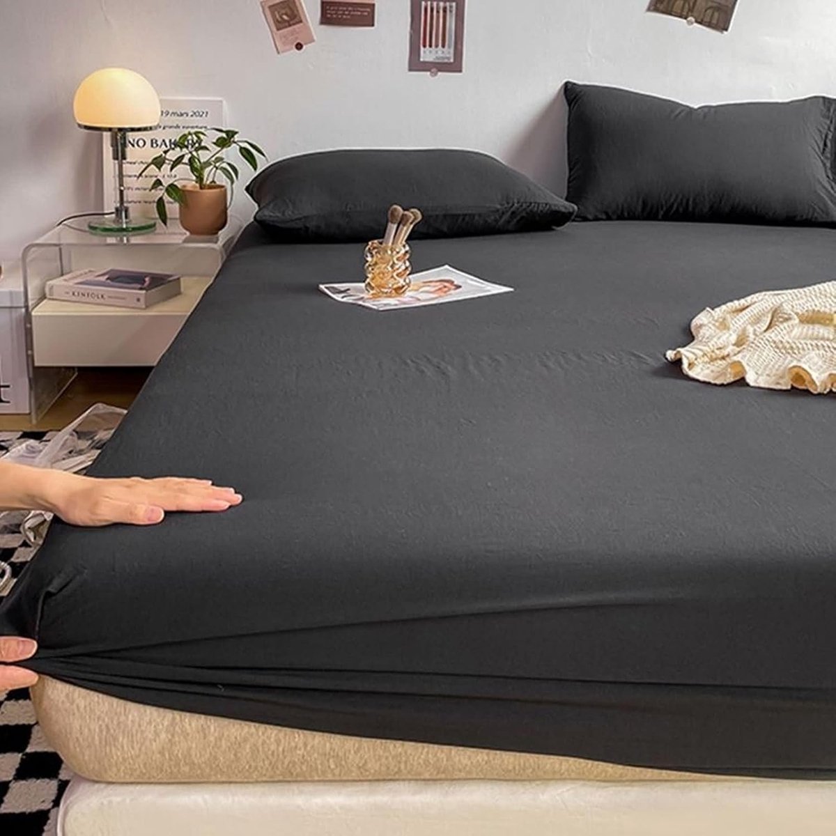 Beddengoed set - Hoeslaken kussensloop - Rustige slaap - 100% bamboevezel - 200 x 120 cm - Zwart