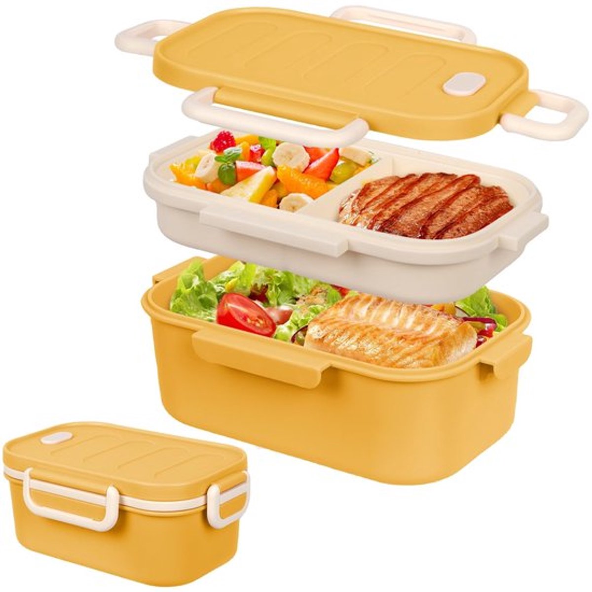 NTHProducts - Lunch Box met Compartimenten - Lekvrije Lunchdoos - 2-Tier Ontbijtbox