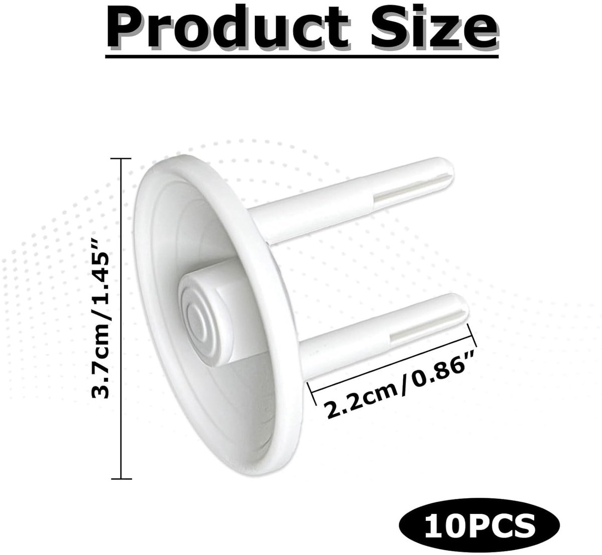 Set van 10 - Stopcontact beschermhoes - Universele Stopcontact Beschermers - Kinderveiligheid Pluggen voor Contactdoos - Robuuste ABS Stopcontactbeveiliging Baby - Spatwaterdichte en Stofdichte Afdekkapjes Diameter - Wit – foto 5