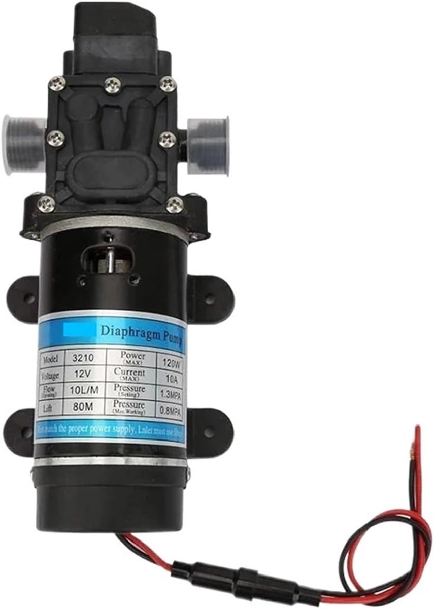 Membraanpomp - Zelfaanzuigende pomp - Water sproeien - Hoge druk - 10L/min - Zwart