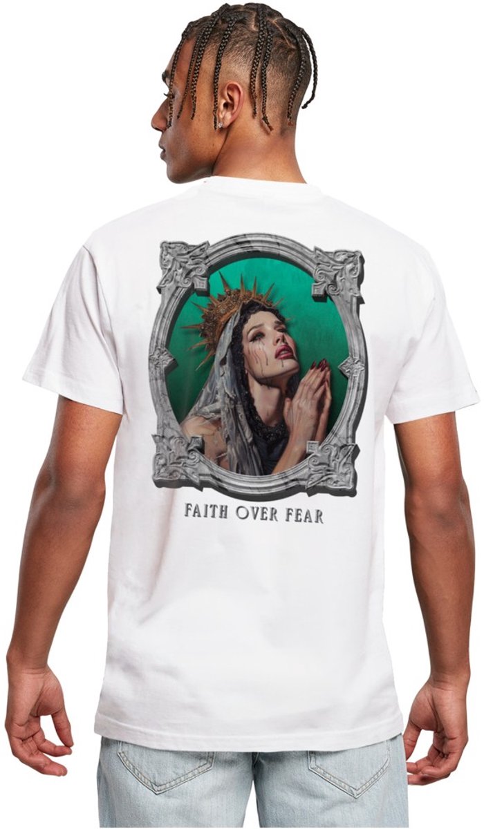 Mister Tee Faith Over Fear Heren Tshirt S Wit
