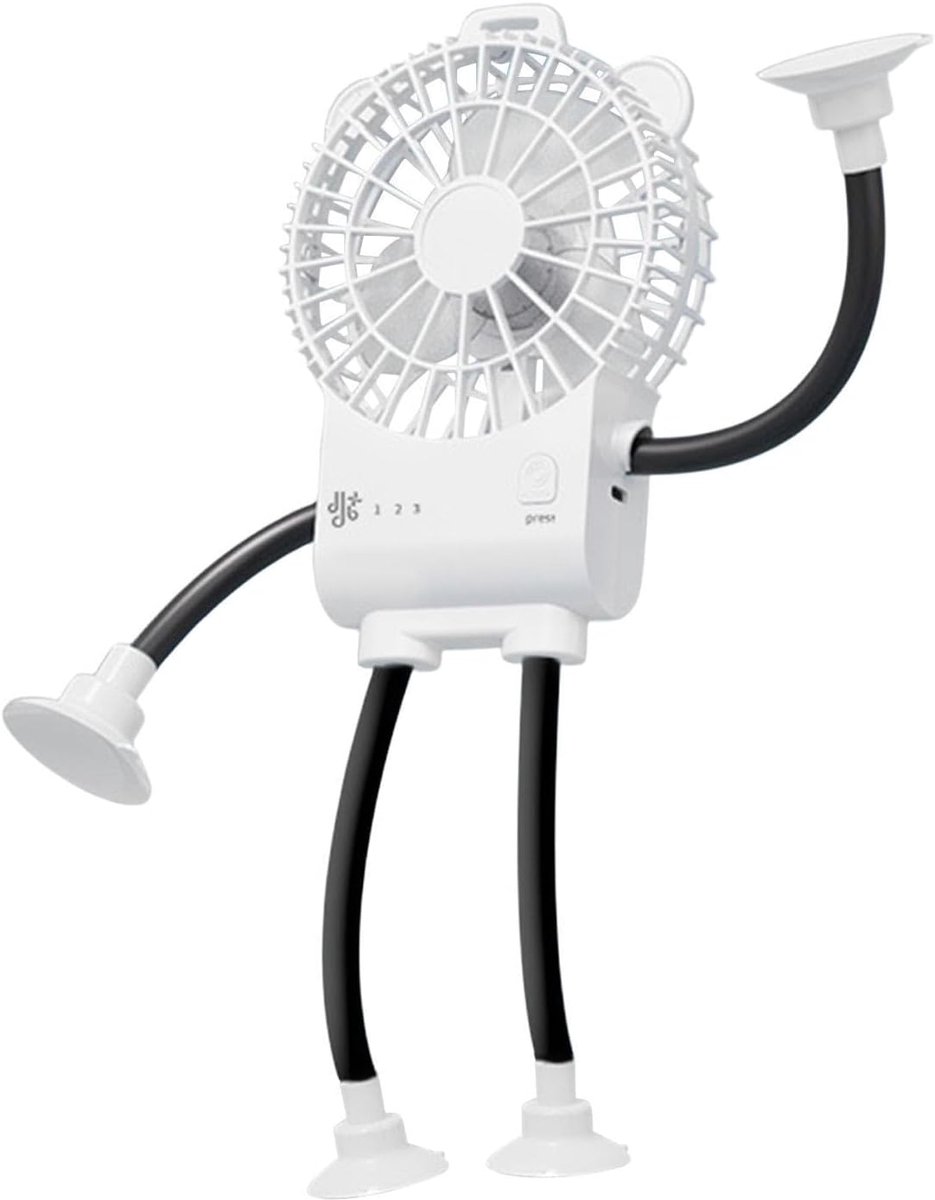 Bureauventilator Robot - Mini ventilator - Persoonlijke koeling - 3 Snelheden instelbaar - 5 x 16.7 x 5 cm - Wit