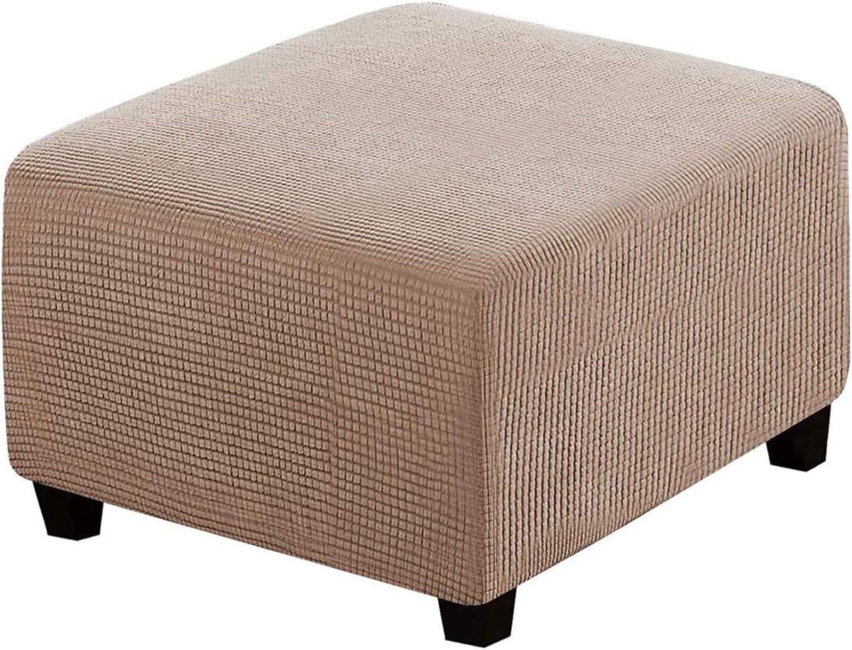 Hoes Voor Voetenbank - Ottoman Cover - Meubels Beschermen - Perfecte Pasvorm - Tot 32 Inch - Khaki