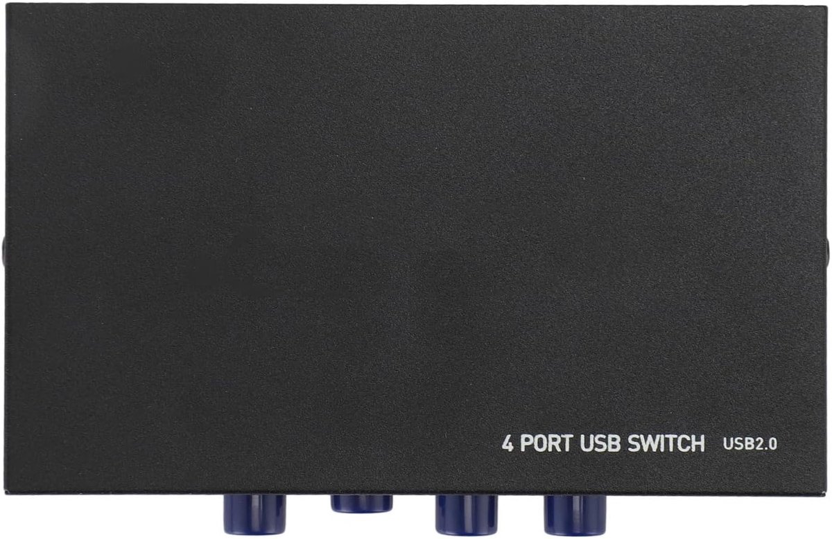 USB Deel Schakelaar - Hub Switcher - Apparaten Delen - 4 Poorten Handmatig - Compact Ontwerp - Zwart